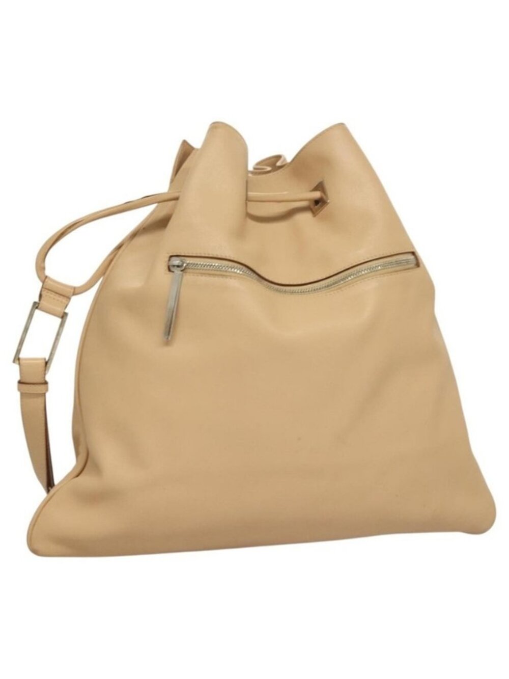 Authentic GUCCI Shoulder Bag Leather Beige Silver